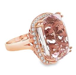 42.60 ctw Kunzite and 0.76 ctw Diamond Ring - 14KT Rose Gold