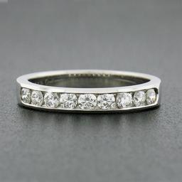 Classic 18k White Gold 0.54 ctw 9 Channel Set Round Diamond Wedding Band Ring