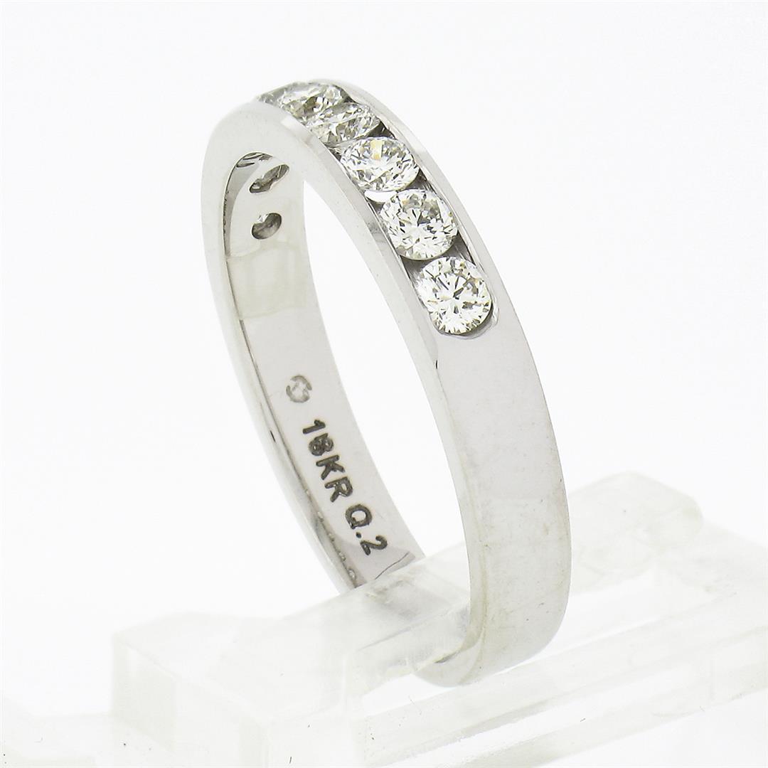 Classic 18k White Gold 0.54 ctw 9 Channel Set Round Diamond Wedding Band Ring