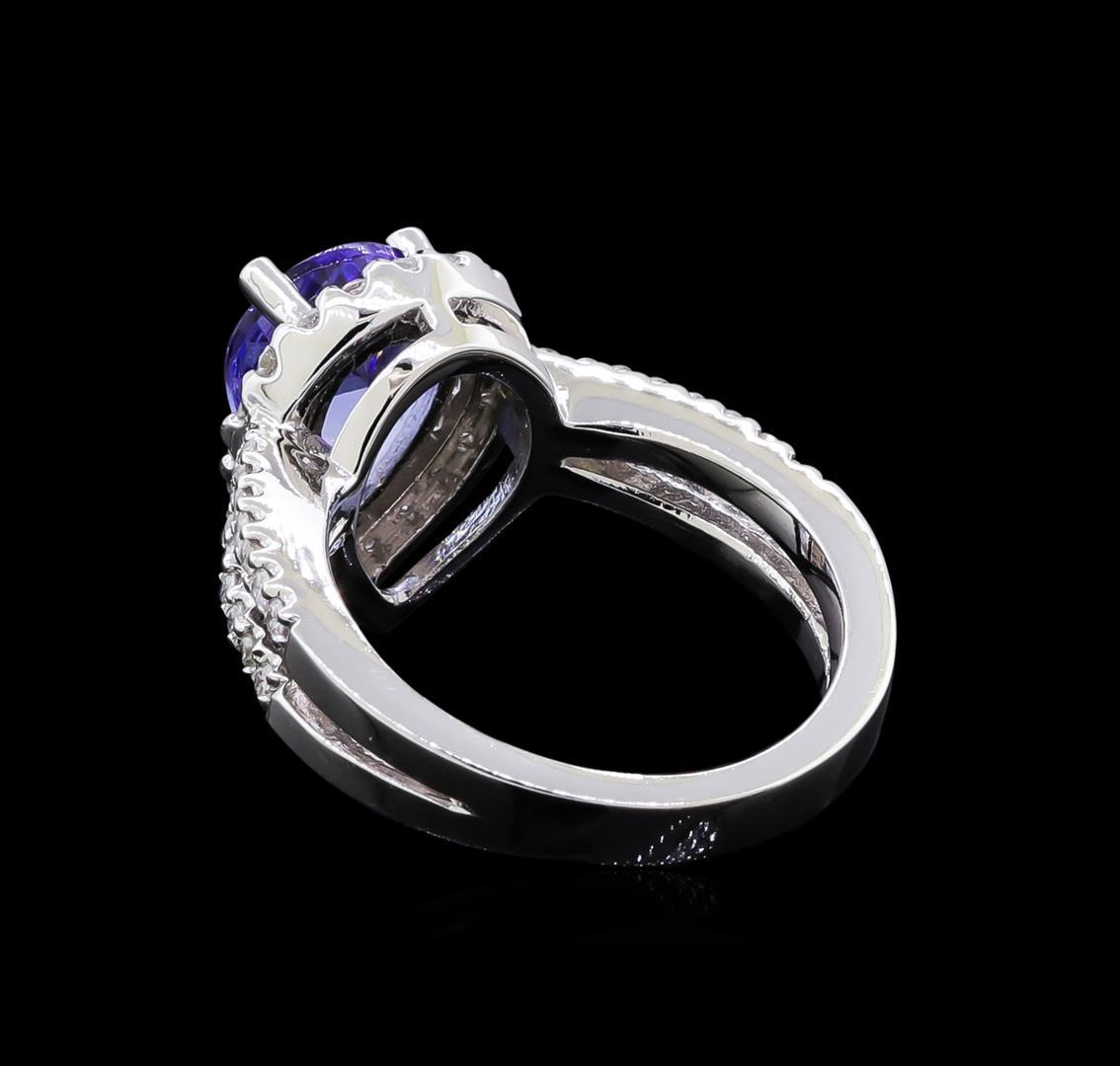 1.97 ctw Tanzanite and Diamond Ring - 14KT White Gold