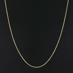 NEW 14K Yellow Gold 18" Long 1.55mm Rounded Beveled Box Link Chain Necklace