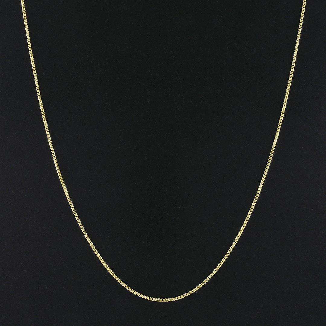 NEW 14K Yellow Gold 18" Long 1.55mm Rounded Beveled Box Link Chain Necklace