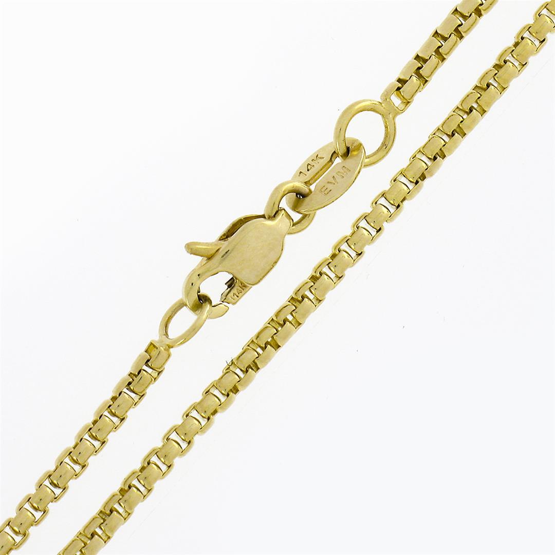 NEW 14K Yellow Gold 18" Long 1.55mm Rounded Beveled Box Link Chain Necklace