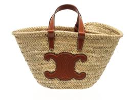 Celine Beige Wicker Classic Basket Teen Triomphe Tote Bag