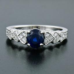 NEW 14K Gold 1.36 ctw GIA Oval Sapphire Solitaire & Diamond Heart Engagement Rin