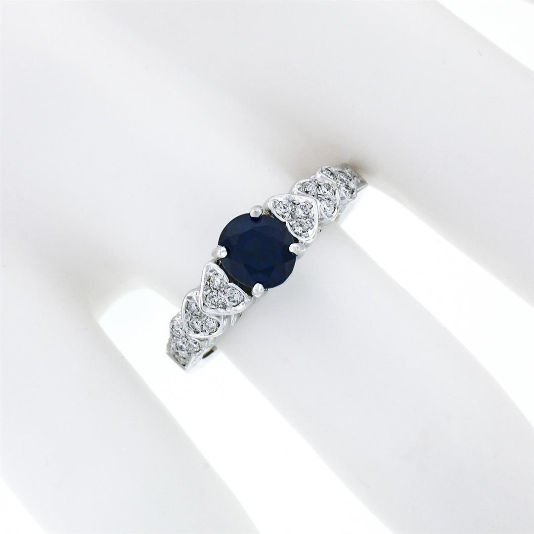 NEW 14K Gold 1.36 ctw GIA Oval Sapphire Solitaire & Diamond Heart Engagement Rin