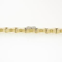 Estate 14K Yellow Gold Smooth Polished "X" Diamond Link Line Stackable Bracelet