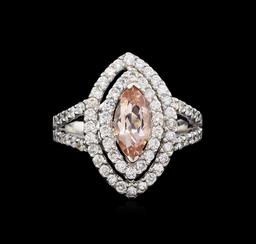 14KT White Gold 1.20 ctw Morganite and Diamond Ring