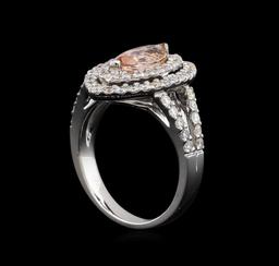 14KT White Gold 1.20 ctw Morganite and Diamond Ring