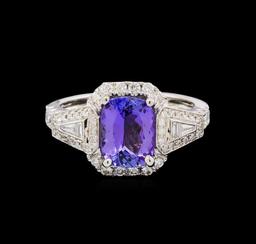 14KT White Gold 1.94 ctw Tanzanite and Diamond Ring