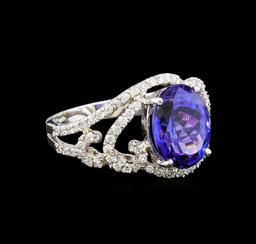 14KT White Gold 4.55 ctw Tanzanite and Diamond Ring