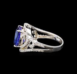 14KT White Gold 4.55 ctw Tanzanite and Diamond Ring