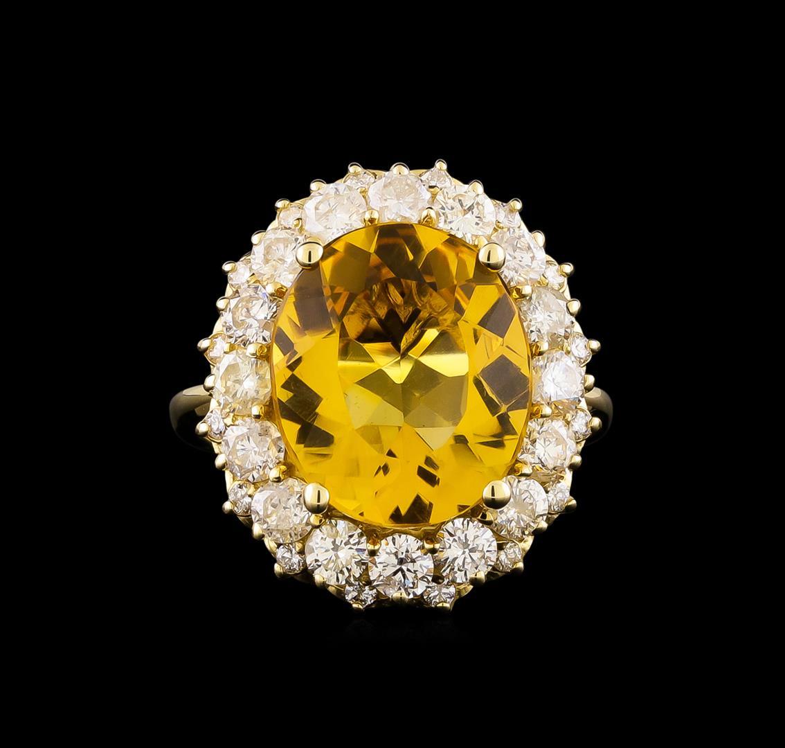 14KT Yellow Gold 6.17 ctw Citrine and Diamond Ring