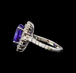 14KT White Gold 4.48 ctw Tanzanite and Diamond Ring