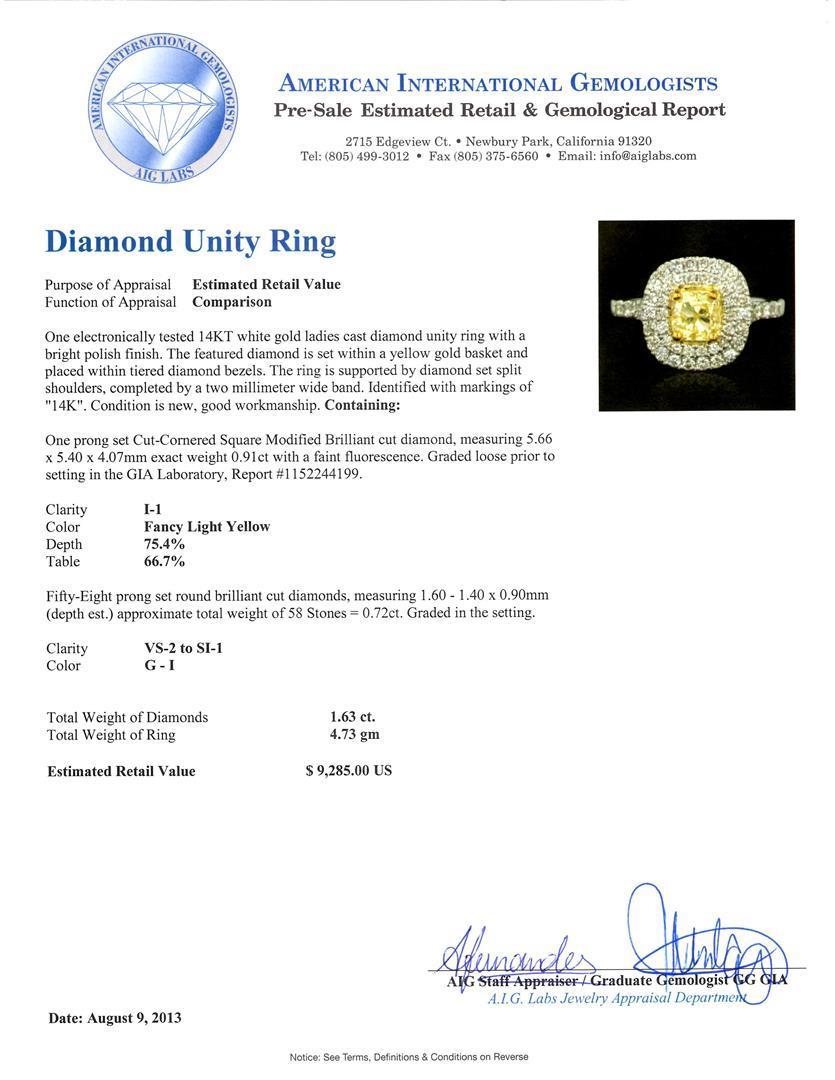 14KT White Gold 1.63 ctw Diamond Unity Ring