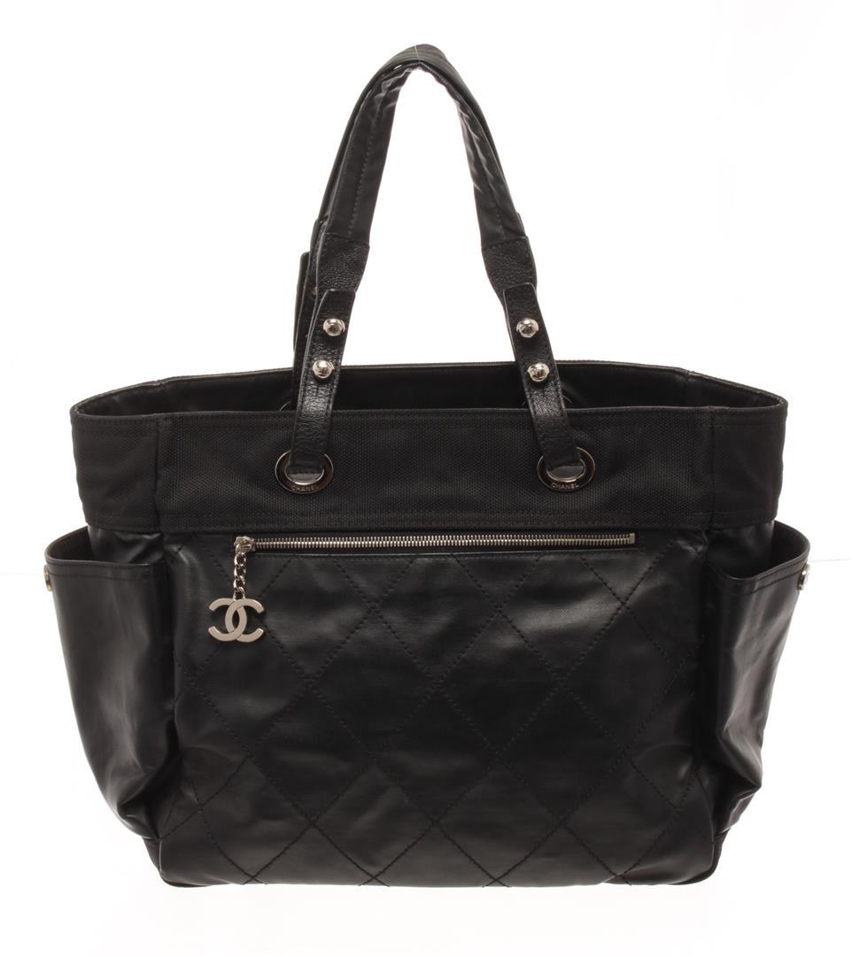 Chanel Black Quilted Coated Canvas Biarritz Tote Bag