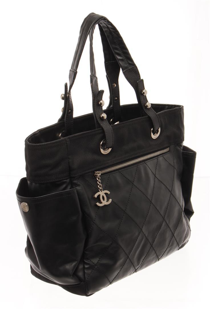 Chanel Black Quilted Coated Canvas Biarritz Tote Bag