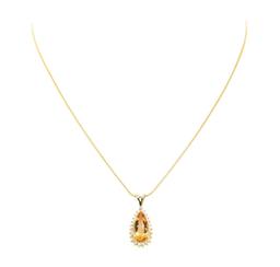 6.00 ctw Imperial Topaz And Diamond Pendant & Chain - 18KT Yellow Gold