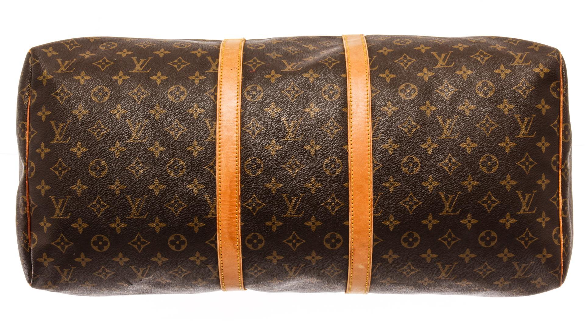 Louis Vuitton Brown Monogram Canvas Keepall 55 Travel Bag