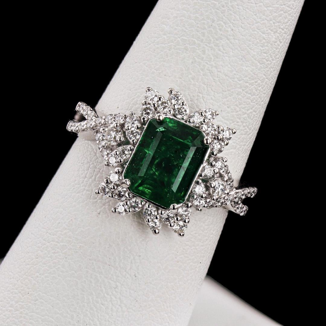 1.99 ctw Emerald and 0.57 ctw Diamond Platinum Ring (GIA CERTIFIED)