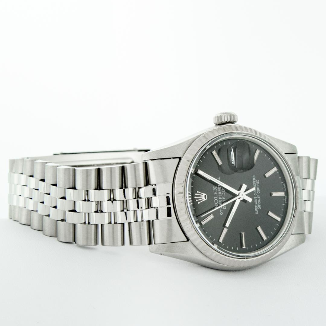 Rolex Stainless Steel Black Index 36mm Datejust Wristwatch