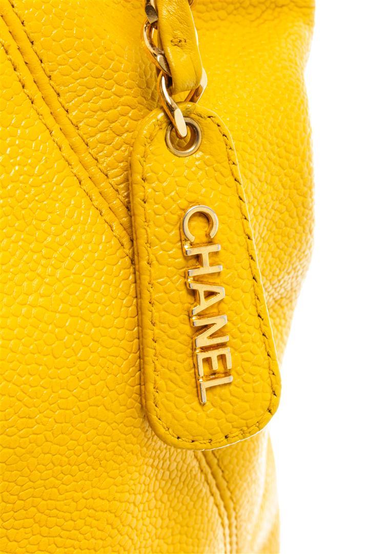 Chanel Yellow Leather Vintage CC Shoulder Bag