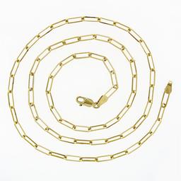 New Italian 14k Yellow Gold 22" 3.25mm Oval Paperclip Link Unisex Chain Necklace