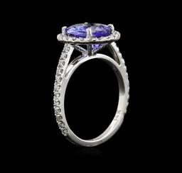 2.65 ctw Tanzanite and Diamond Ring - 14KT White Gold