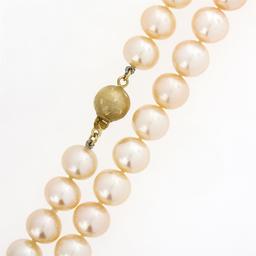 Classic 8-8.5mm Cultured Pearl Strand Necklace w/ 14k Gold Diamond Cut Clasp