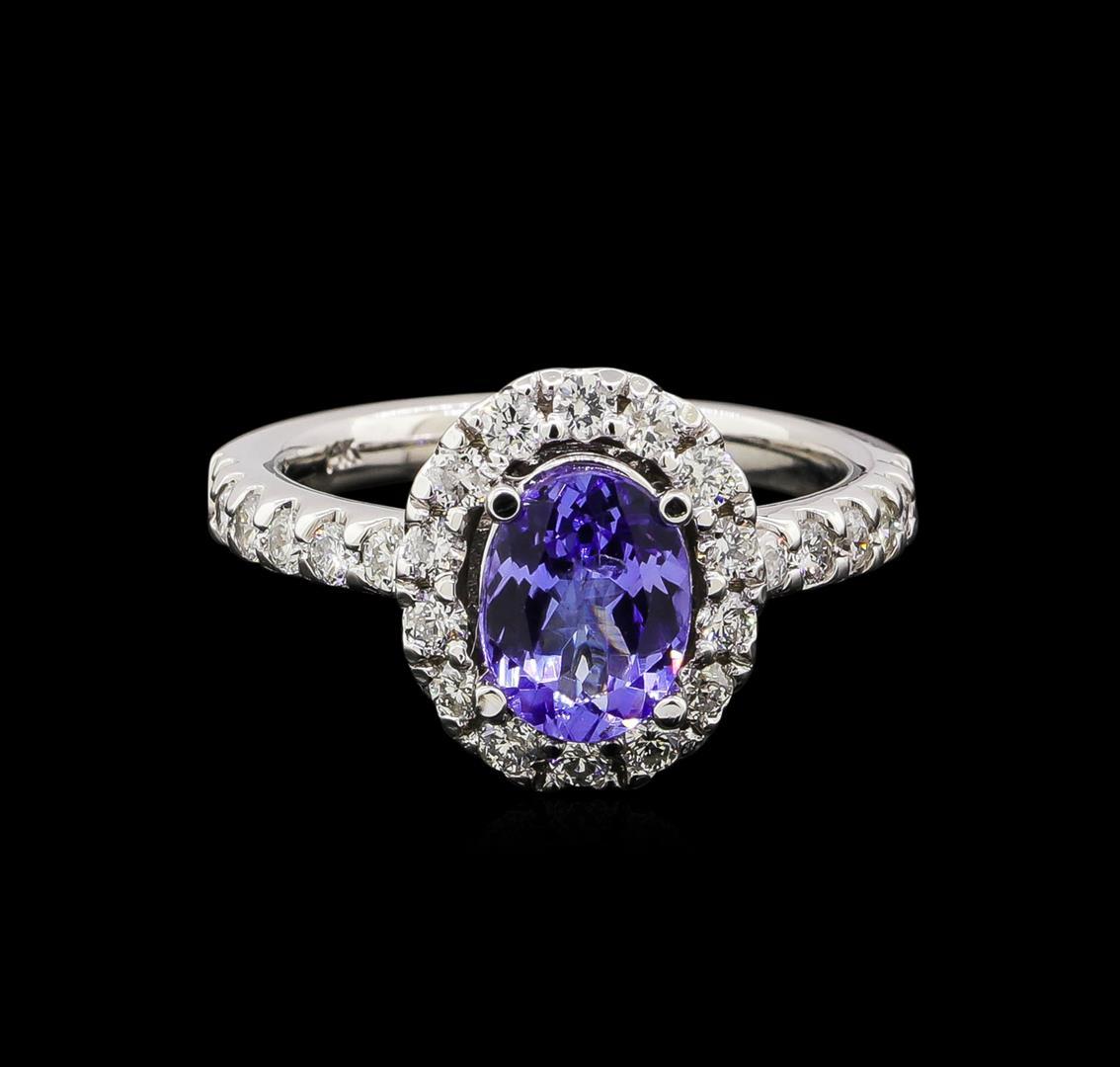 1.56 ctw Tanzanite and Diamond Ring - 14KT White Gold