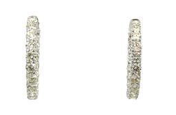 6.41 ctw Diamond Hoop Earrings - 14KT White Gold