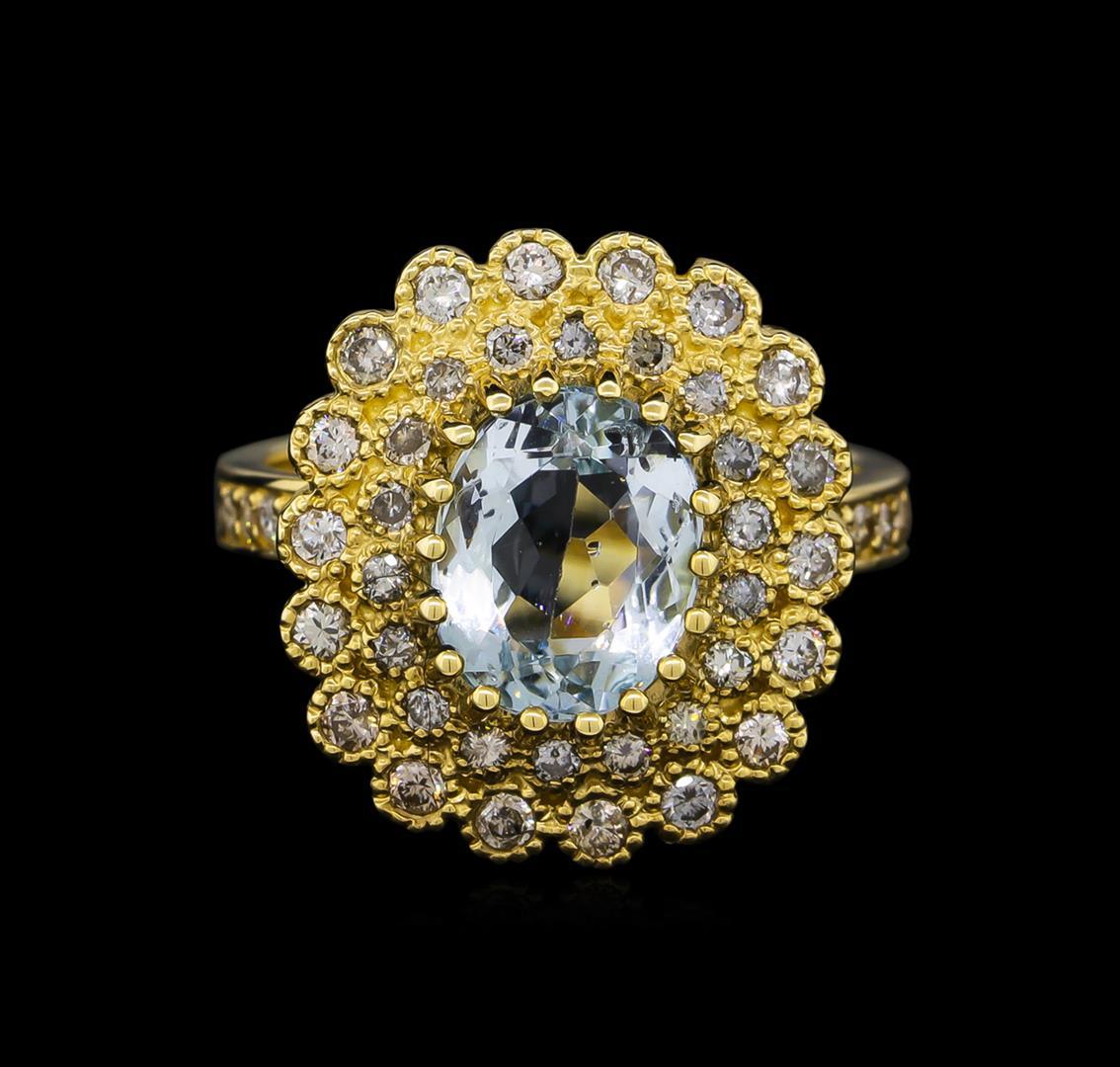 14KT Yellow Gold 2.27 ctw Aquamarine and Diamond Ring