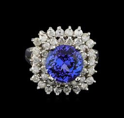 14KT White Gold 3.11 ctw Tanzanite and Diamond Ring