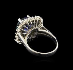 14KT White Gold 3.11 ctw Tanzanite and Diamond Ring