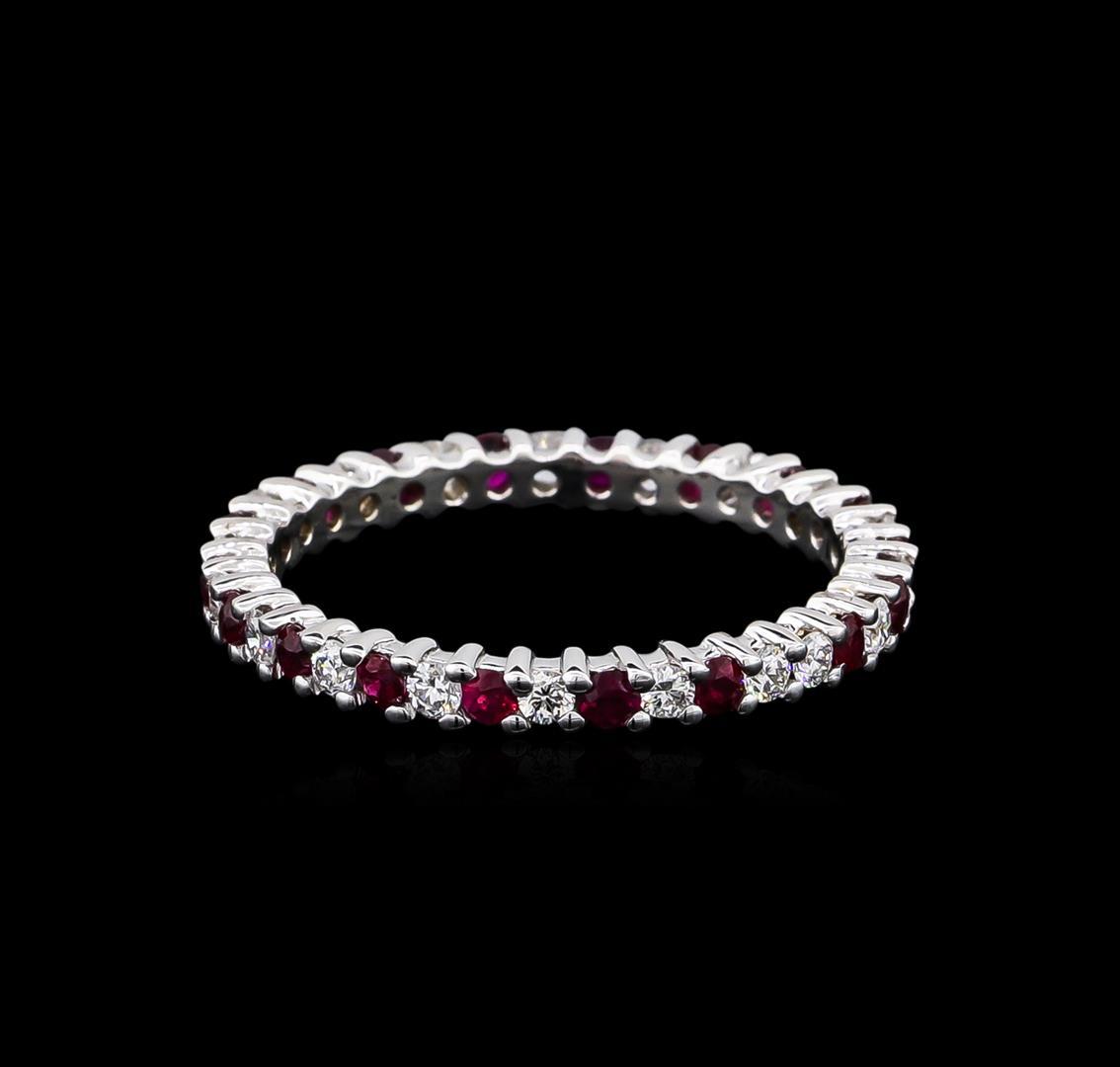 0.90 ctw Ruby and Diamond Ring - 14KT White Gold