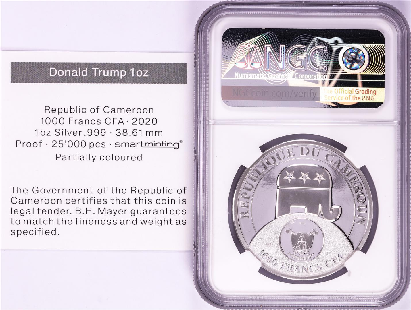 2020 Cameroon S1000F Donald Trump All Together High Relief PF 70 Ultra Cameo 1oz