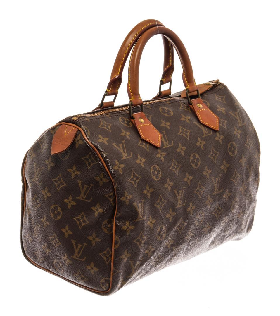 Louis Vuitton Brown Monogram Canvas Leather Speedy 30 Satchel Bag