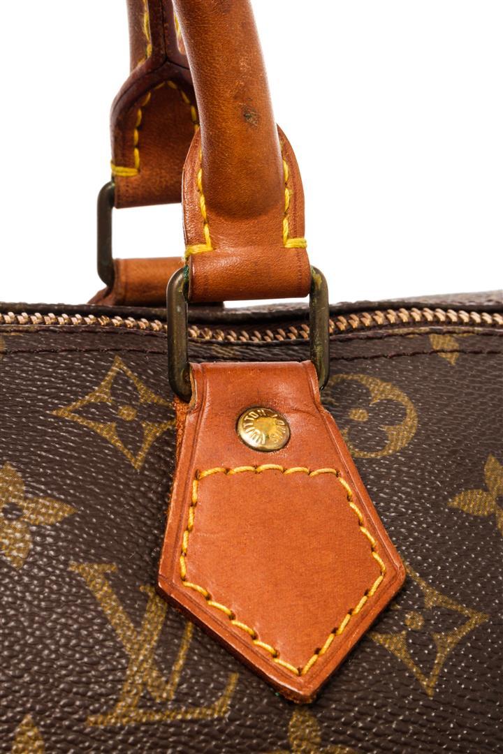 Louis Vuitton Brown Monogram Canvas Leather Speedy 30 Satchel Bag