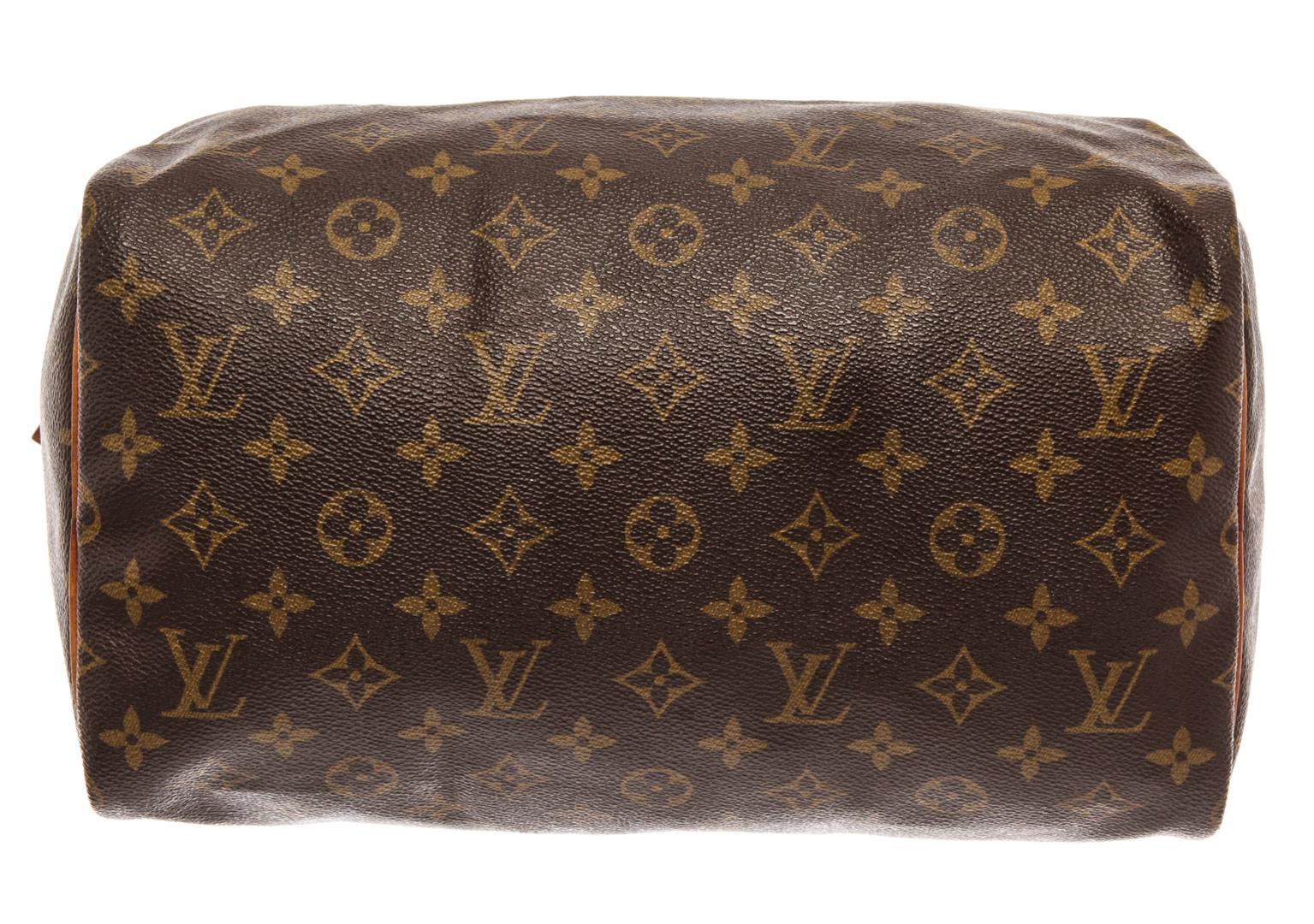 Louis Vuitton Brown Monogram Canvas Leather Speedy 30 Satchel Bag