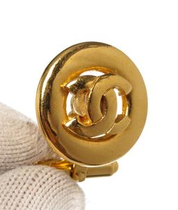 Chanel CC Logo Gold-tone Cufflinks