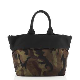 Prada Convertible Double Tote Printed Tessuto