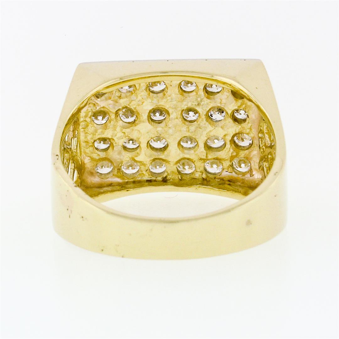 FIERY Men's 14K Gold 1.44 ctw Round Brilliant Pave Diamond Open Platter Ring