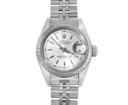 Rolex Ladies Stainless Steel Quickset Silver Index Fluted Bezel Datejust With Ro