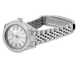 Rolex Ladies Stainless Steel Silver Index Diamond Bezel Date Watch With Rolex Bo