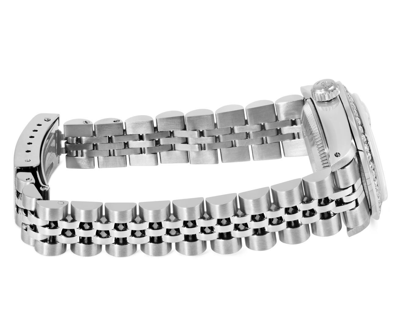 Rolex Ladies Stainless Steel Silver Index Diamond Bezel Date Watch With Rolex Bo