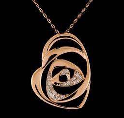 0.50 ctw Diamond Pendant With Chain - 14KT Rose Gold