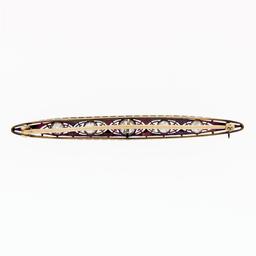 Antique Edwardian Krementz 14k Gold Filigree Milgrain Old Diamond Bar Pin Brooch