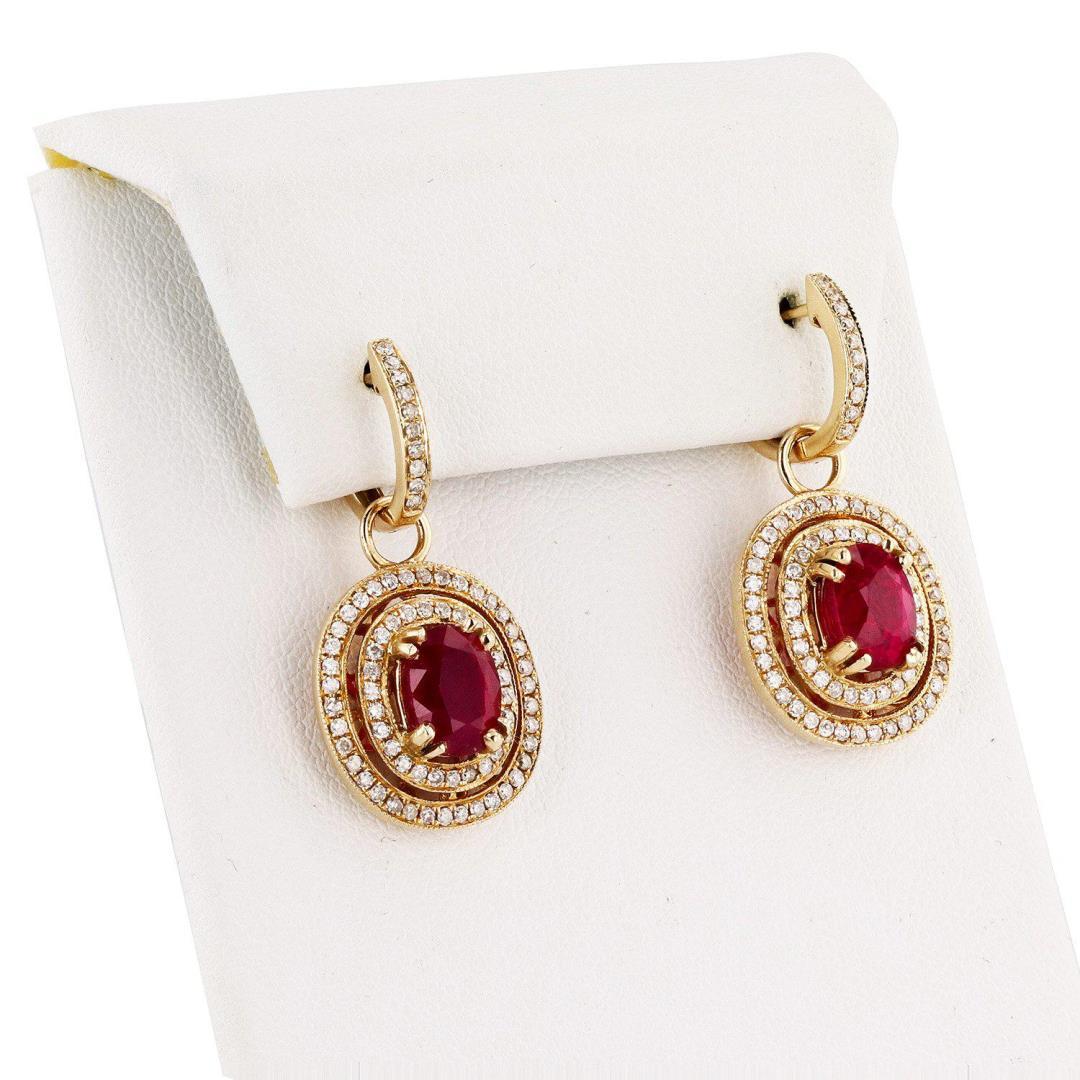 5.13 ctw Ruby and 0.83 ctw Diamond 14K Yellow Gold Earrings