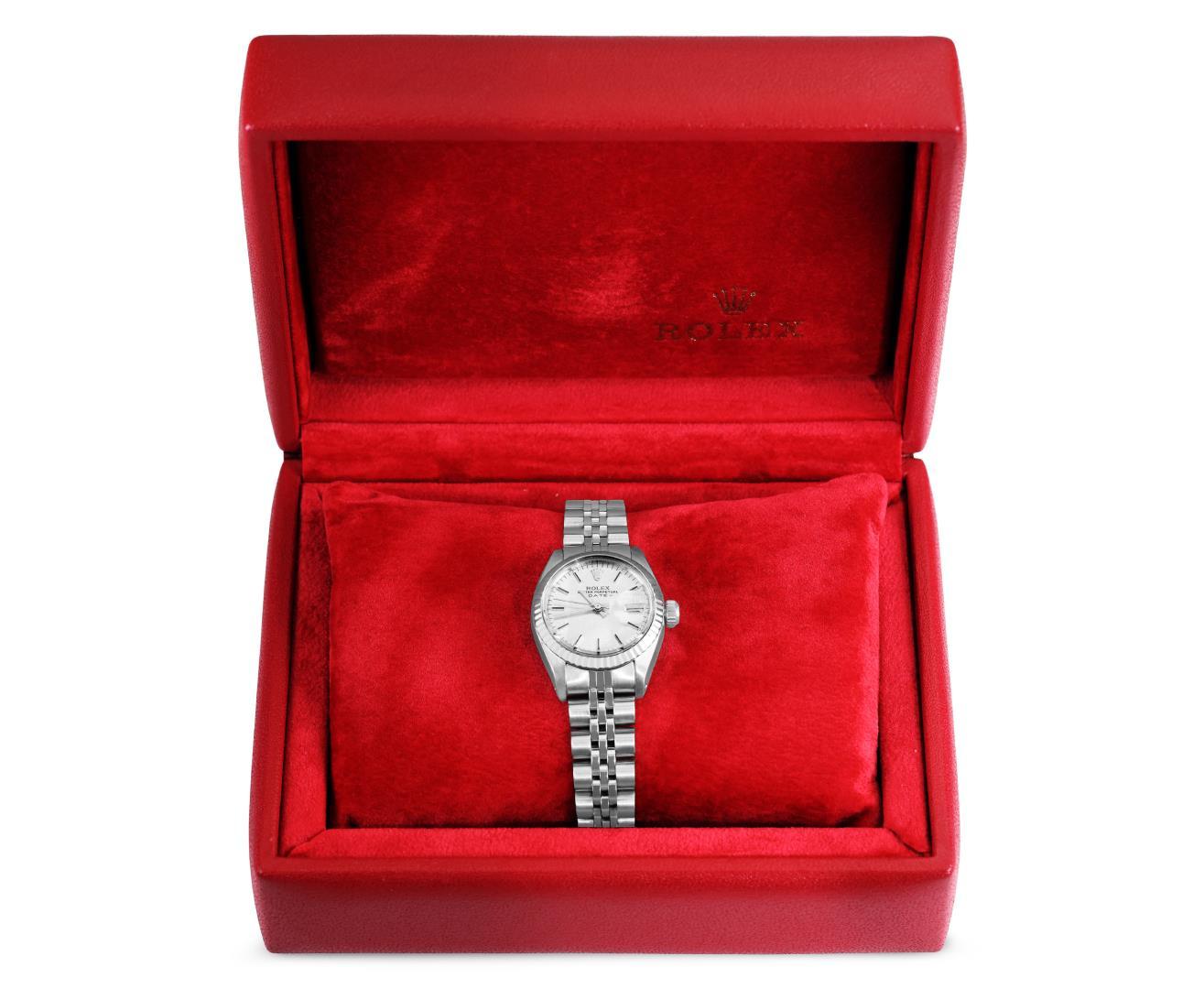 Rolex Ladies Stainless Steel Silver Index Date Wristwatch