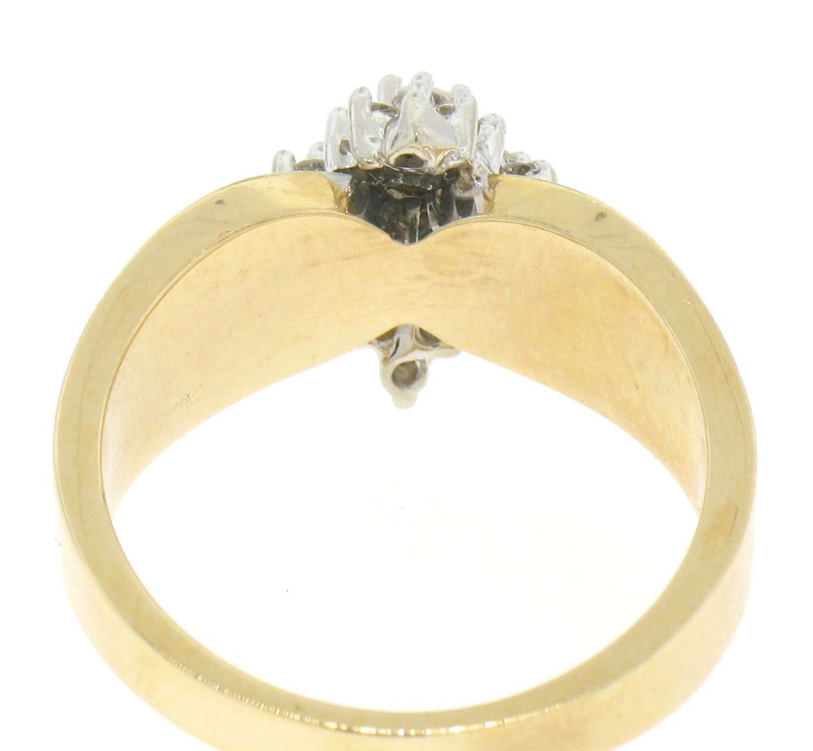 14k Yellow Gold 0.50 ctw Terraced Round Brilliant Diamond Cluster Cocktail Ring